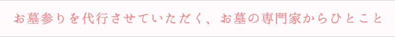 お墓参りを代行させていただく、お墓の専門家からひとこと